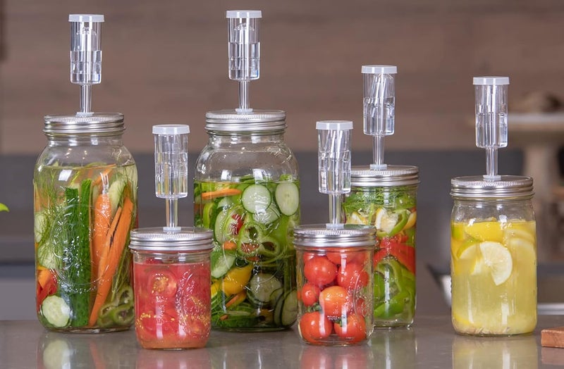JILLMO Fermentation Kit for Wide Mouth Mason Jars – 4 Pack Fermentation Lids with Airlocks and Glass Weights, Easy Fermenting Set (Jars Not Included) - Image 4