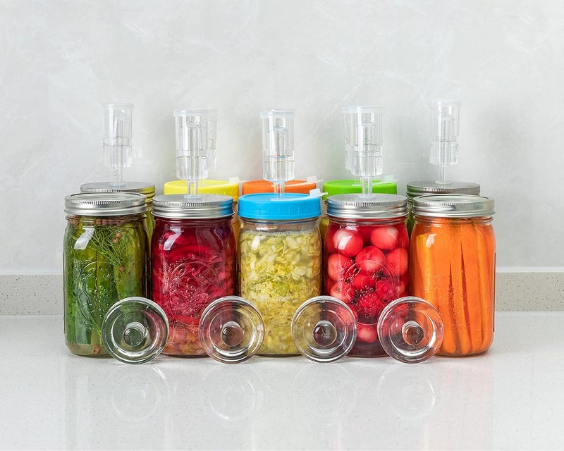 JILLMO Fermentation Kit for Wide Mouth Mason Jars – 4 Pack Fermentation Lids with Airlocks and Glass Weights, Easy Fermenting Set (Jars Not Included) - Image 5