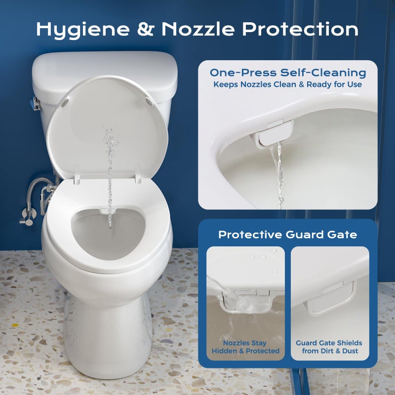 Clirass Bidet Toilet Seat â€“ Non-Electric, Self-Cleaning Dual Nozzles for Frontal & Rear Wash, Adjustable Water Pressure, Slow-Close Lid, Fits Elongated Toilets â€“ Hygienic & Eco-Friendly Upgrade (Elongated) - Image 3