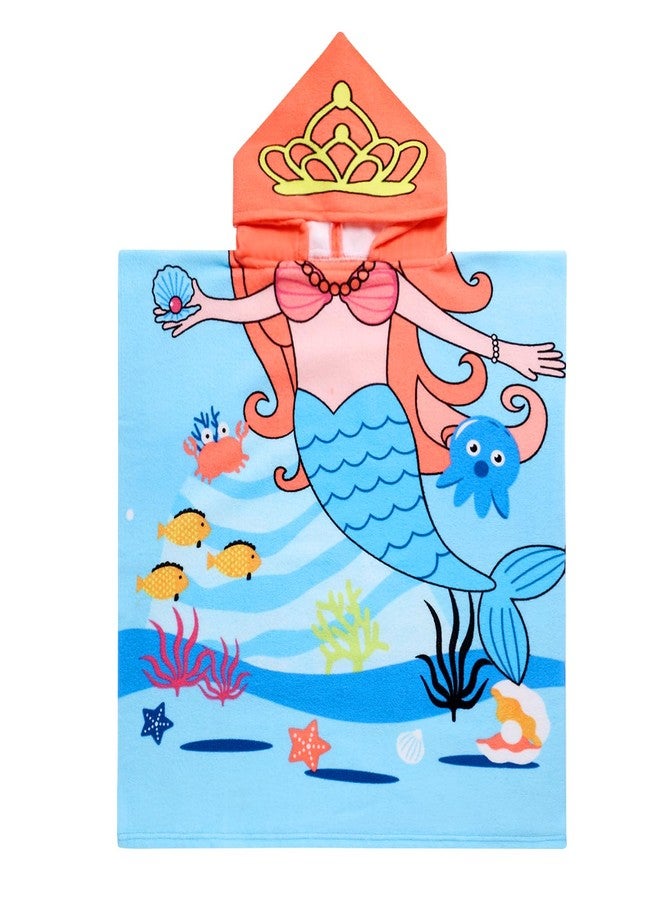 Violet Mist Kids Hooded Beach Towel Hooded Bath Towel Wrap Girls Boys Cute Mermaid Poncho Pool Towels with Hood 24 * 47 in Soft Microfiber Swim Cover-ups Kids Ages 3-10 Thick Absorbent Bathrobe - Image 2