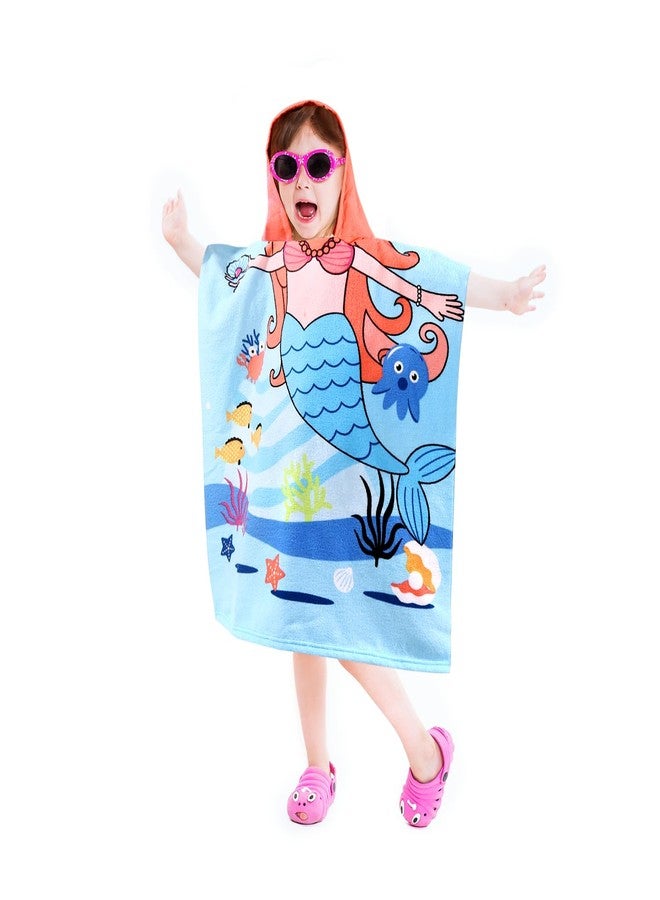 Violet Mist Kids Hooded Beach Towel Hooded Bath Towel Wrap Girls Boys Cute Mermaid Poncho Pool Towels with Hood 24 * 47 in Soft Microfiber Swim Cover-ups Kids Ages 3-10 Thick Absorbent Bathrobe - Image 4