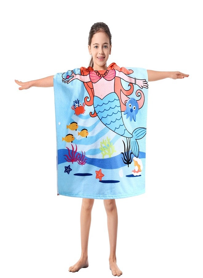 Violet Mist Kids Hooded Beach Towel Hooded Bath Towel Wrap Girls Boys Cute Mermaid Poncho Pool Towels with Hood 24 * 47 in Soft Microfiber Swim Cover-ups Kids Ages 3-10 Thick Absorbent Bathrobe - Image 5