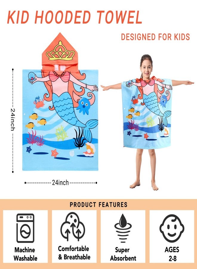 Violet Mist Kids Hooded Beach Towel Hooded Bath Towel Wrap Girls Boys Cute Mermaid Poncho Pool Towels with Hood 24 * 47 in Soft Microfiber Swim Cover-ups Kids Ages 3-10 Thick Absorbent Bathrobe - Image 3