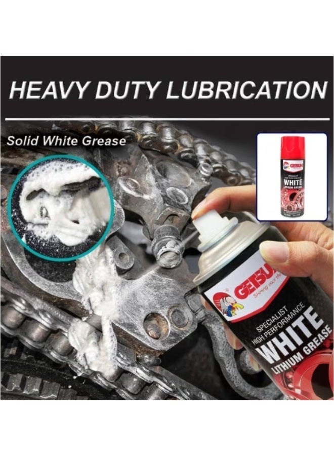 GETSUN Professional White Lithium Grease Spray 450ML – Heavy Duty Lubricant for Hinges, Bearings, Gears and Metal Parts - Image 3