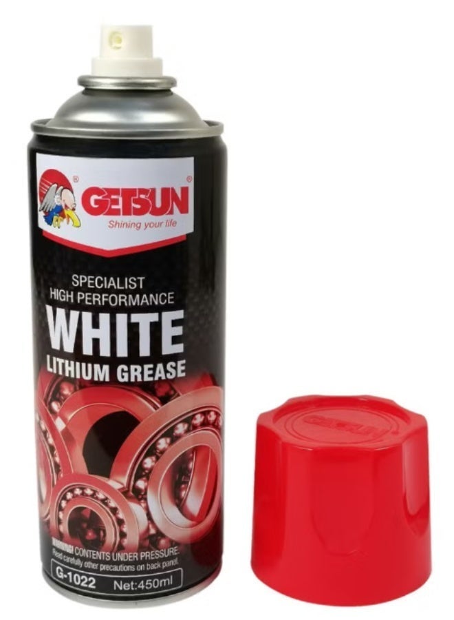 GETSUN Professional White Lithium Grease Spray 450ML – Heavy Duty Lubricant for Hinges, Bearings, Gears and Metal Parts - Image 2
