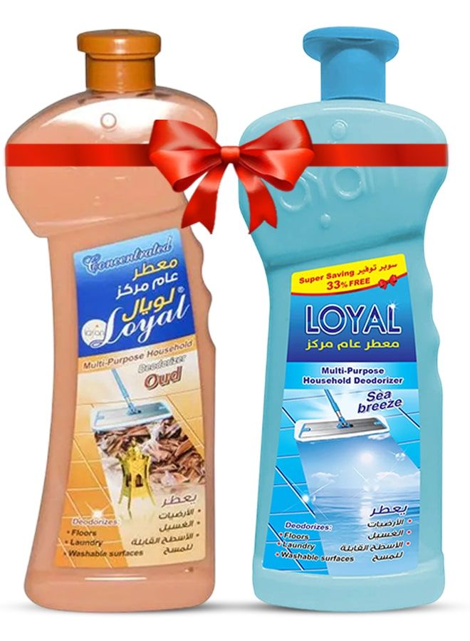 لويال عطر منزلي متعدد الاستخدامات، عبوتان سعة 2100 مل برائحة العود ونسيم البحر