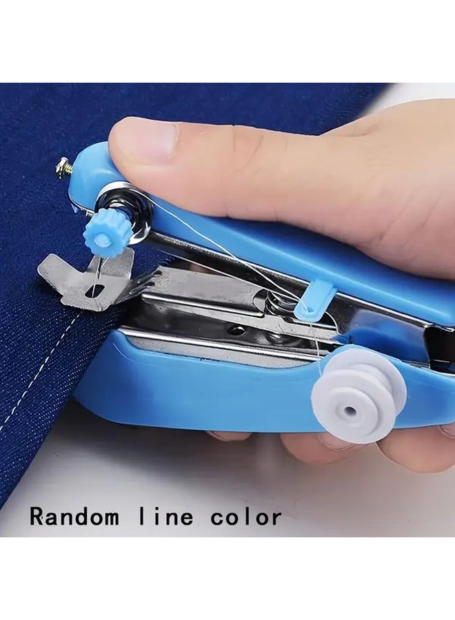 Portable Handheld Sewing Machine Blue Compact Manual Tool Adjustable Tension Knob - Image 1