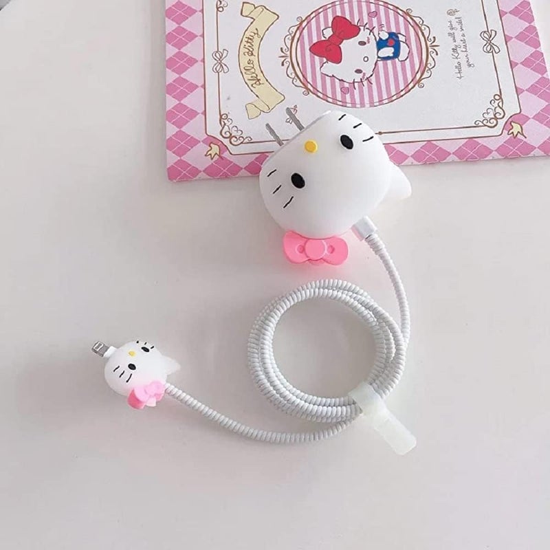 CERLINK Cable Protector for Apple iPhone Charger 20W/18W Type C, 3D Cute Cartoon Case Adaptor Cover Full Cable Connection Protectors Protective Protection Wire Sleeves Guard (Cute Cat) - Image 2