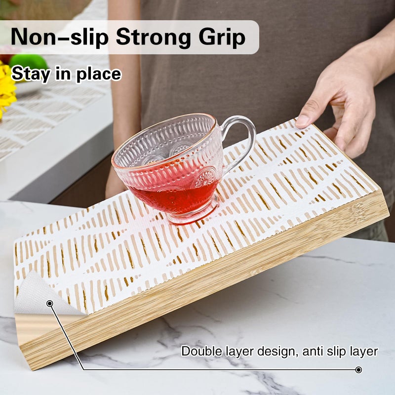 GTJ Drawer and Shelf Liner for Kitchen Cabinet,Non-Adhesive Cabinet Liner 12in x 20FT,Waterproof Shelf Paper Non-Slip Mats Cupboard Liners Contact Protect Dresser/Shelves/Table-Brown Stripes - Image 2