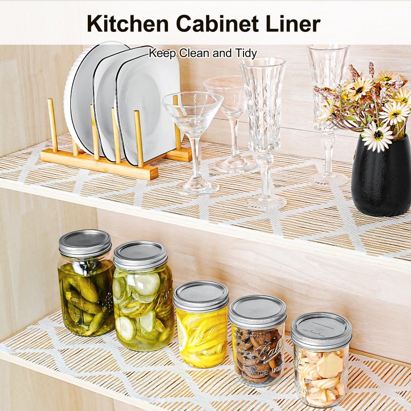 GTJ Drawer and Shelf Liner for Kitchen Cabinet,Non-Adhesive Cabinet Liner 12in x 20FT,Waterproof Shelf Paper Non-Slip Mats Cupboard Liners Contact Protect Dresser/Shelves/Table-Brown Stripes - Image 4