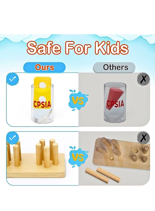 Chase Up Montessori Toys for 1 to 3-Year-Old Boys Girls Toddlers, Wooden Sorting & Stacking Toys for Toddlers and Kids Preschool, Educational Toys, Color Recognition Stacker Shape Sorter, Learning Puzzles Gift - Image 3