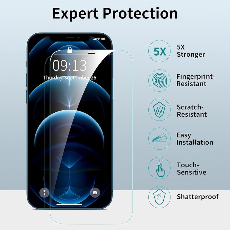 ImpactStrong 3-Pack Shatterproof Tempered Glass Screen Protector for iPhone 12 Pro Max [Easy Installation Frame] [Bubble Free] [9H Hardness] [Full Coverage] Case Friendly, 6.7 Inch - Image 3
