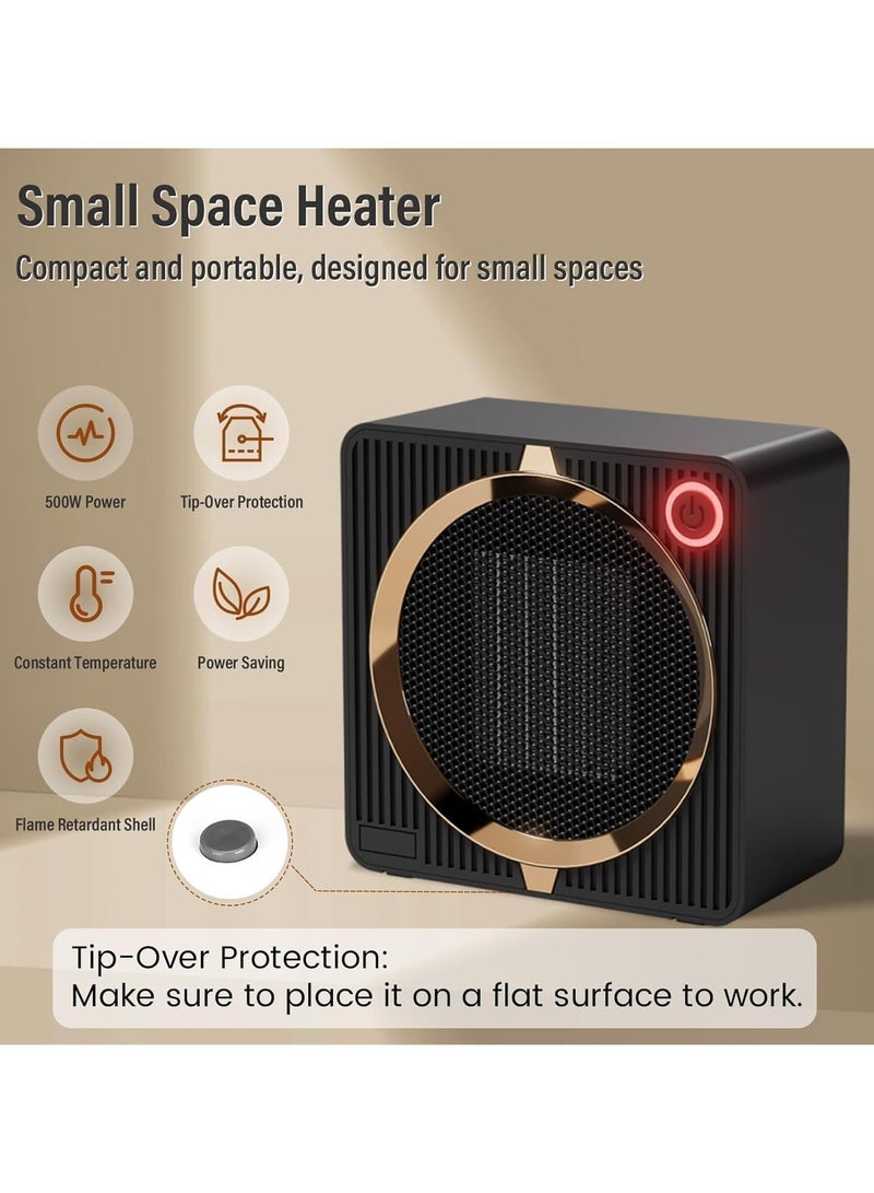 ORIONMAX Space Heater, Low Watt Portable Electric Heaters for Indoor Use On Desk, PTC Ceramic Saving Mini Desk Heater, Overheating & Tip-Over Protection Personal Heater for Desktop Office Home - Image 2