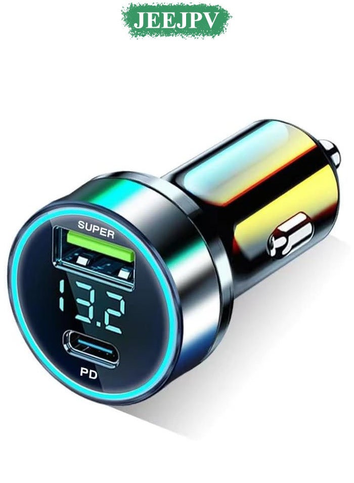 جيج بي في 120 واط USB مهايئ شاحن السيارة مع كشف الفولتية، PD30W+QC3.0 إخماد الشحن السريع لآيفون/أندرويد/سامسونج/آي باد برو وأكثر - Image 1