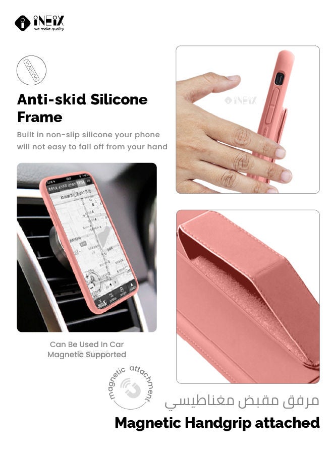 إينيكس جراب حماية 3 في 1 مغناطيسي ذو مسند للهاتف وسوار لأصابع اليد لهاتف سامسونج جلاكسي A53 5G وردي - Image 4