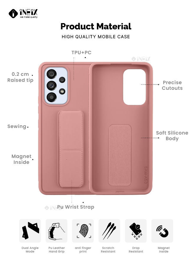 إينيكس جراب حماية 3 في 1 مغناطيسي ذو مسند للهاتف وسوار لأصابع اليد لهاتف سامسونج جلاكسي A53 5G وردي - Image 2