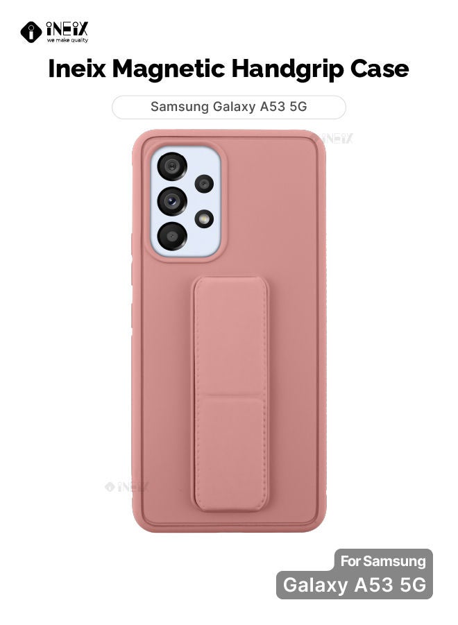 إينيكس جراب حماية 3 في 1 مغناطيسي ذو مسند للهاتف وسوار لأصابع اليد لهاتف سامسونج جلاكسي A53 5G وردي - Image 1