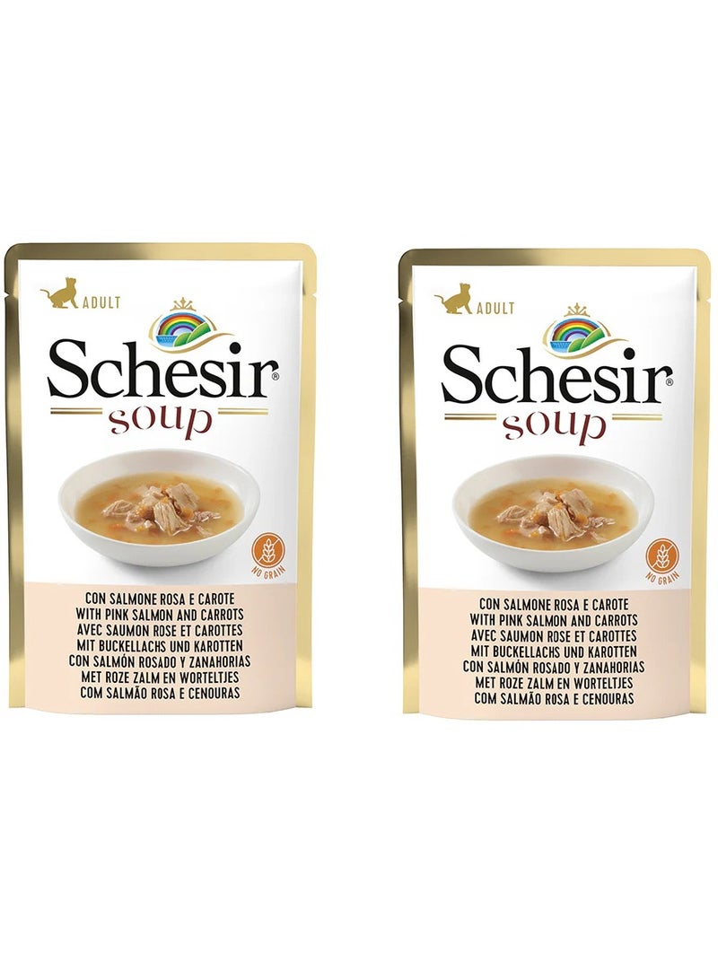 Schesir 2pcs Cat Wet Soup-With Wild Pink Salmon and Carrots 85g - Image 1