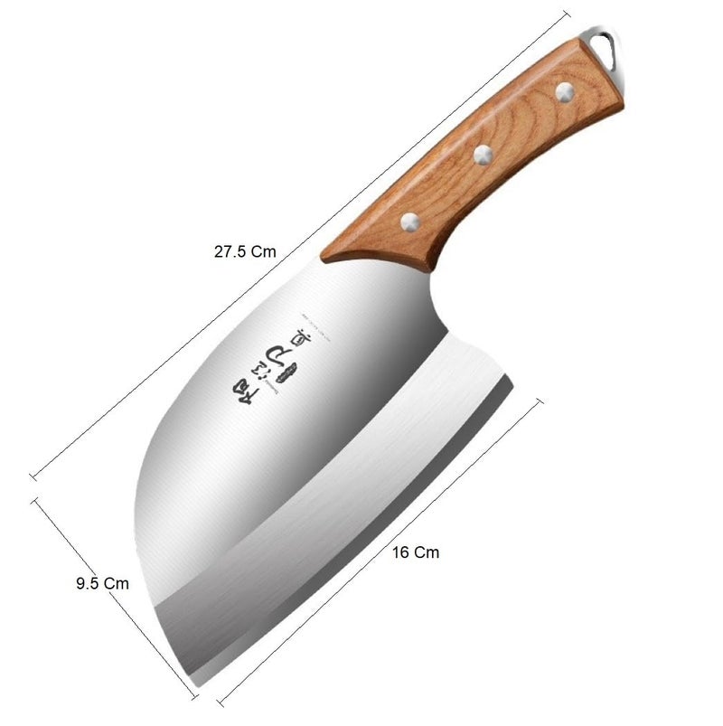 Captoola سكين جزار كابطولا كاملة الشفرة سكين تقطيع اللحم سكين العظام سكين جزار من الفولاذ الكربوني العالي لتقطيع اللحم في المطبخ المنزلي مع مقبض خشبي 1 قطعة - Image 2