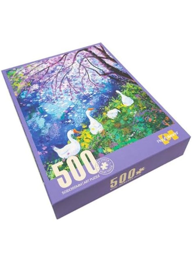 Generic 500-piece art puzzle, ducks under a cherry tree, bright colors - Image 2