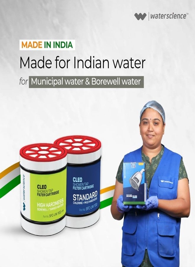 WaterScience CLEO Shower Filter for Bathroom - Multi Flow | Hard Water Softener for Shower | Water Filter for Shower Head | For Borewell/Tanker Water - CLEO-SFM-419 - Image 4