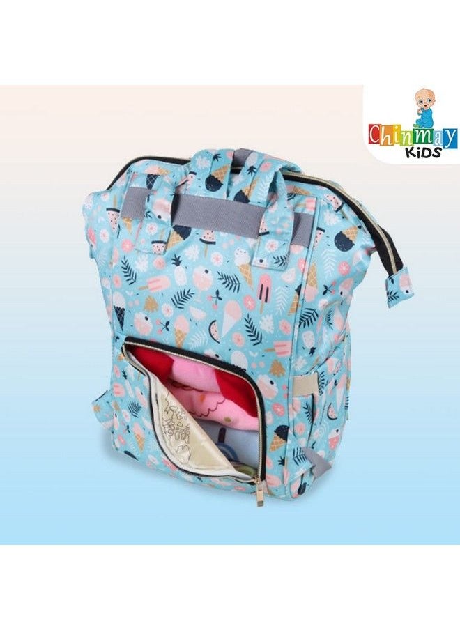 Chinmay Kids - Diaper Bag Nursing Maternity Backpack Waterproof Multifunctional Travel Bag Large Size (20 X 18 X 40 Cms)(Blue) (Green Ice Cream) - Image 1