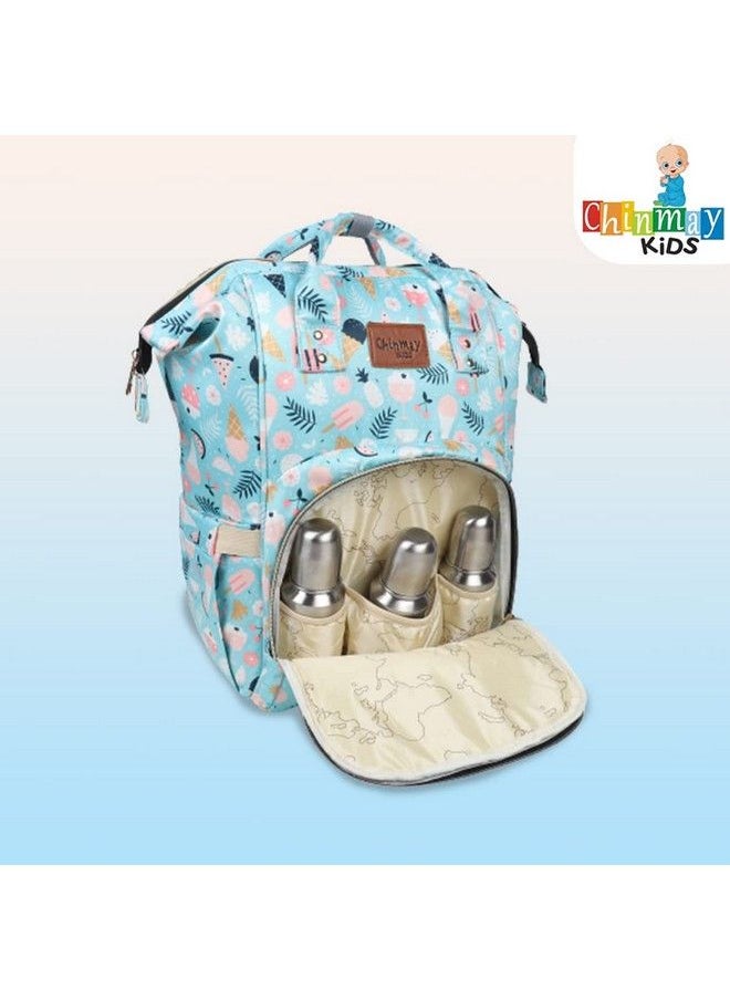 Chinmay Kids - Diaper Bag Nursing Maternity Backpack Waterproof Multifunctional Travel Bag Large Size (20 X 18 X 40 Cms)(Blue) (Green Ice Cream) - Image 1
