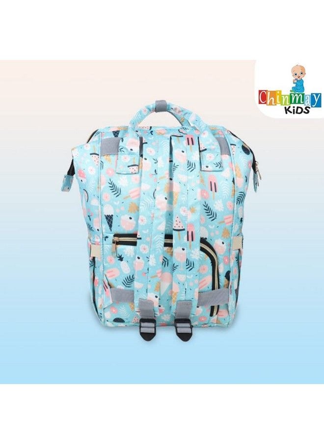 Chinmay Kids - Diaper Bag Nursing Maternity Backpack Waterproof Multifunctional Travel Bag Large Size (20 X 18 X 40 Cms)(Blue) (Green Ice Cream) - Image 1