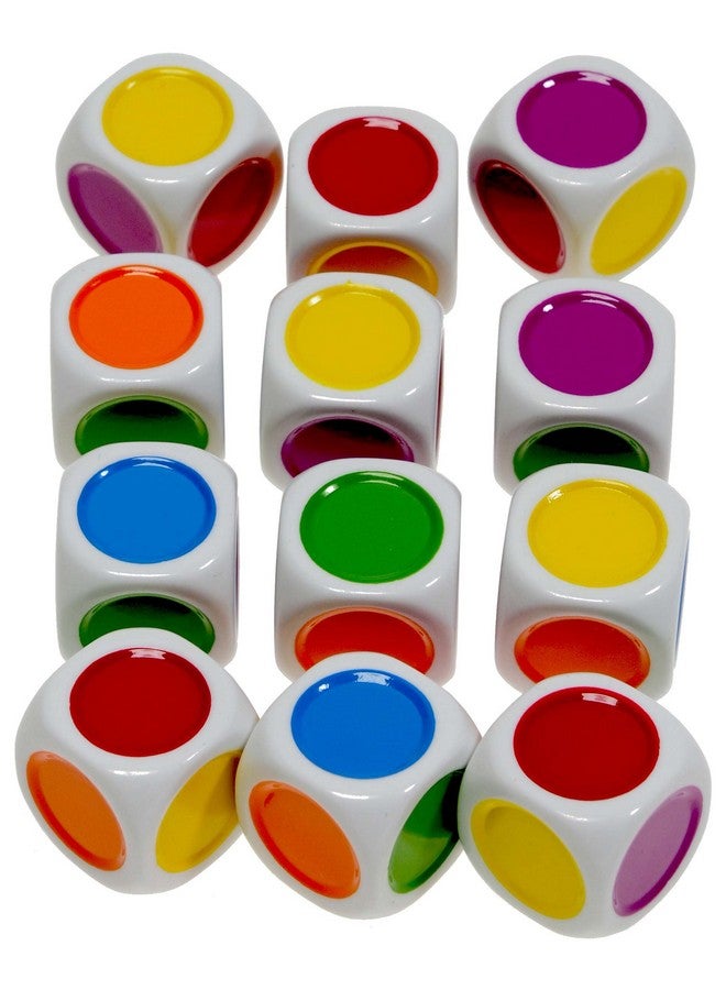 Deluxe Games and Puzzles Color Dot, 6-Sided Novelty Dice _ Bundle of 12 Identical Dice - Image 1