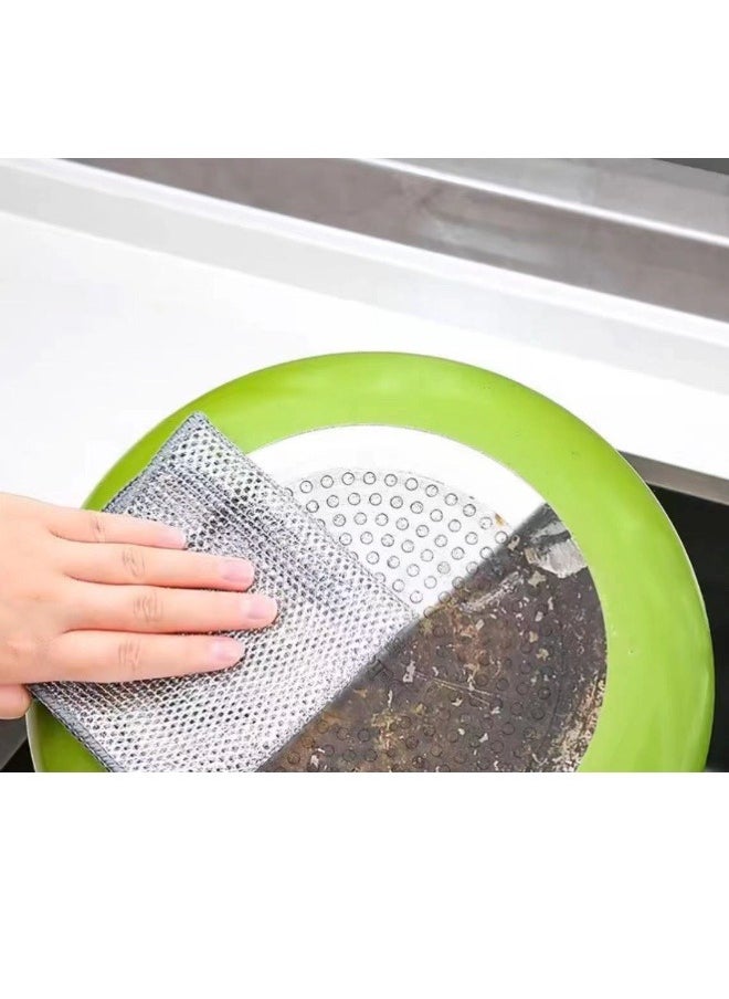 4 pieces of steel wire dishwashing cloth, daily cleaning cloth, grid silver wire cleaning cloth, washing dishes and washing POTS to decontaminate