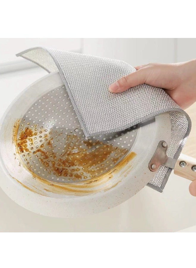 4 pieces of steel wire dishwashing cloth, daily cleaning cloth, grid silver wire cleaning cloth, washing dishes and washing POTS to decontaminate