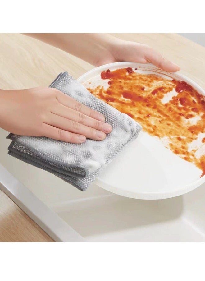 4 pieces of steel wire dishwashing cloth, daily cleaning cloth, grid silver wire cleaning cloth, washing dishes and washing POTS to decontaminate