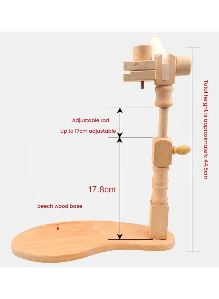 عام حامل تطريز متعدد الوظائف قابل للتعديل، مصنوع من خشب الزان، مخصص للاستخدام المنزلي أو على سطح المكتب، ويعمل كإطار عالمي لخياطة الكروس. - Image 3