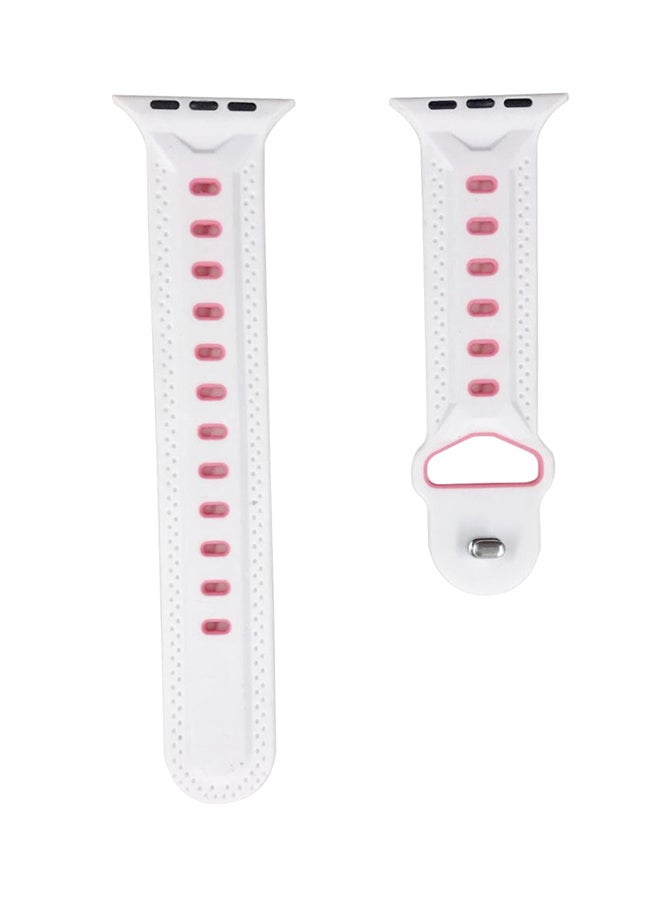 Ozone Soft Silicone Strap For Apple Watch 40Mm Series 4 / 38Mm Series 3 / 2 / 1 Adjustable Sports Band - White White/Pink - Image 1