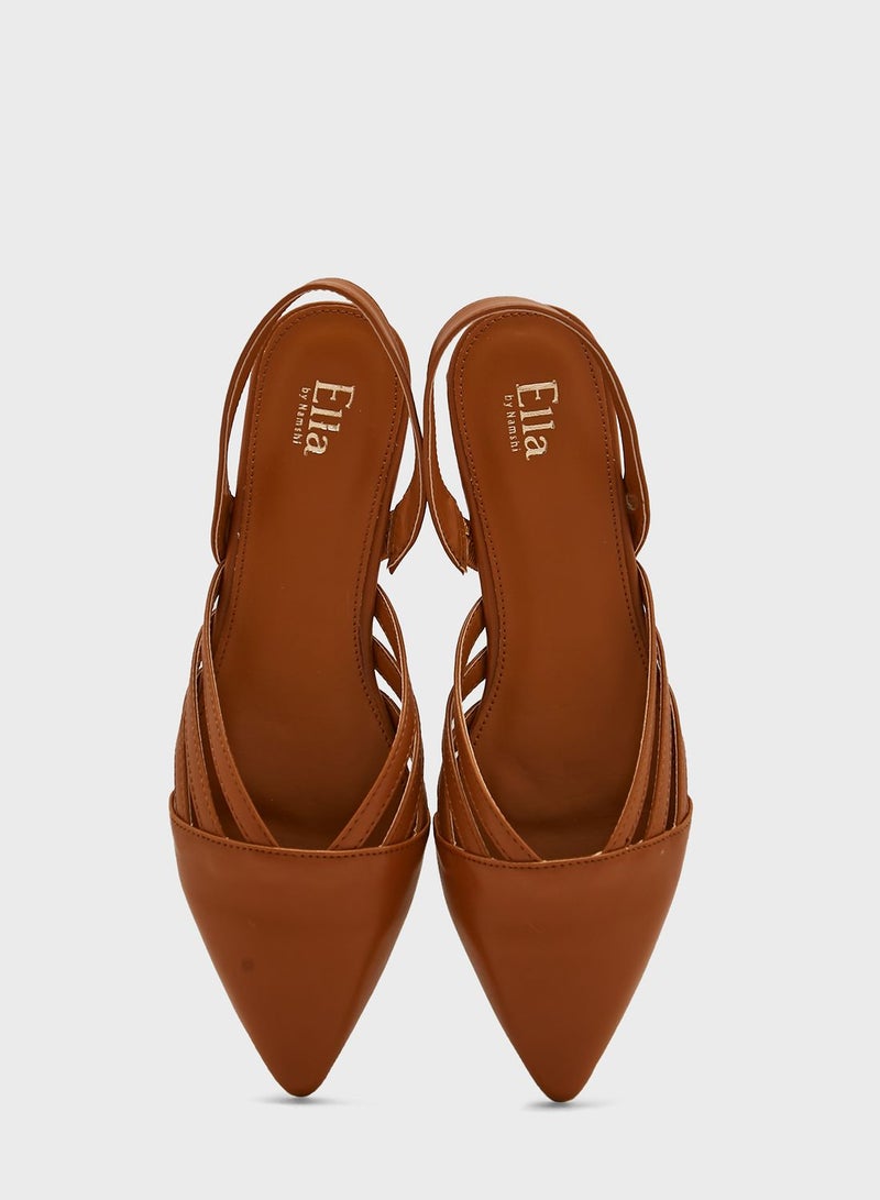 ELLA Cutout Pointed Slingback Flat Shoe - Image 4