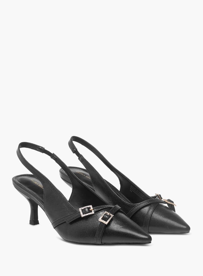 Flora Bella By Shoexpress Womens Embellished Slingback Shoes With Flared Heels  - Image 2