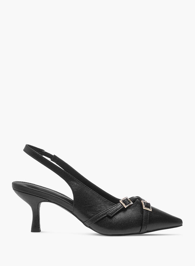 Flora Bella By Shoexpress Womens Embellished Slingback Shoes With Flared Heels  - Image 3