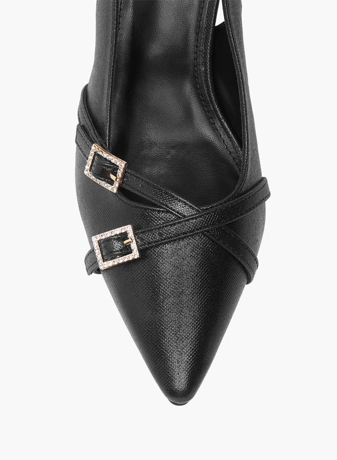 Flora Bella By Shoexpress Womens Embellished Slingback Shoes With Flared Heels  - Image 4