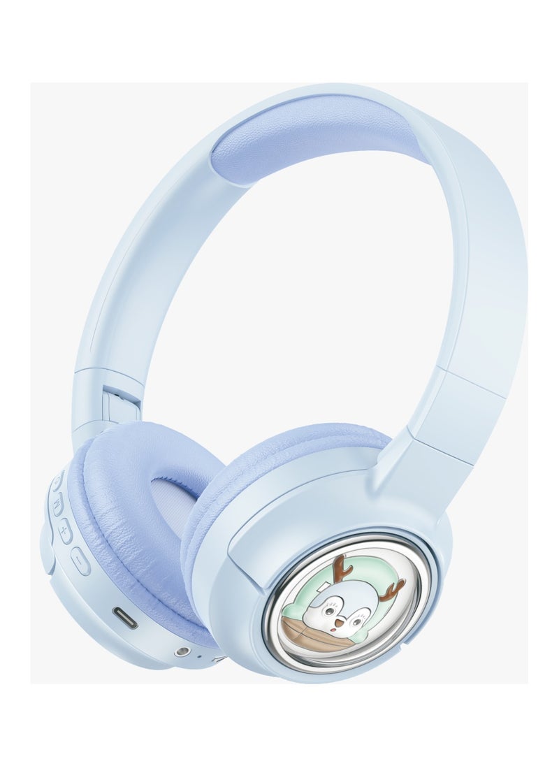 porodo - Moose Wireless Kids Headphone, Child-Friendly Controls, LED Lights, 20H Play Time, V5.3 Bluetooth, 400mAh Battery, Up To 10m Transmission Distance, 85dB Safe Sound - Blue - Image 1