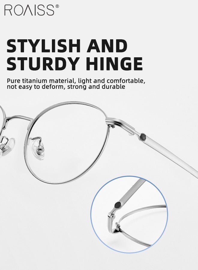 roaiss Blue Light Blocking Glasses Blue Light Filter Computer Reading Gaming TV Phones Round Eyeglasses with Titanium Frame Fashion Anti Eyestrain Headache Eyewear for Men Women Silver 50mm  - Image 5