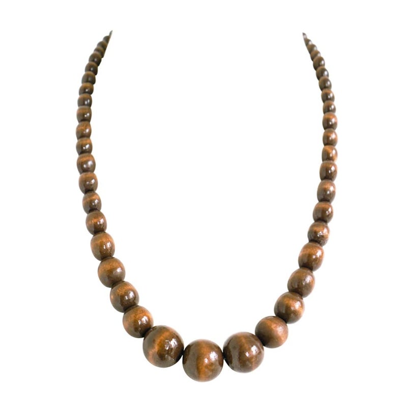 Xianli Wang Natural Wood Beads Necklace for Men Women Wooden Chain Unisex Chunky Bead Necklaces - Image 1