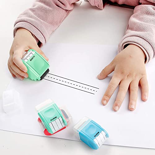 Miseyo Dashed Handwriting Lines Practice Roller Stamp,Self-Inking Line Rolling Stamps for Kids Writing - Mint Green - Image 4