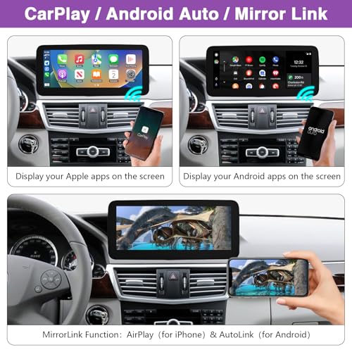 NINETOM 10.25 inch Touchscreen Wireless CarPlay Android Auto Multimedia Car Radio Receiver Compatible with Mercedes Benz E Class W212 with NTG4.5/4.7 System (2013-2015) - Image 4