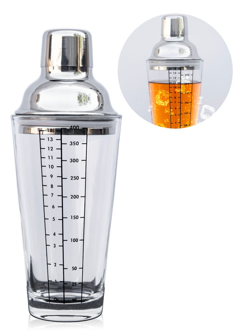 MIBRU Coffe and Cold Drinks Shaker Glass and Stainless 400ml  - Image 1