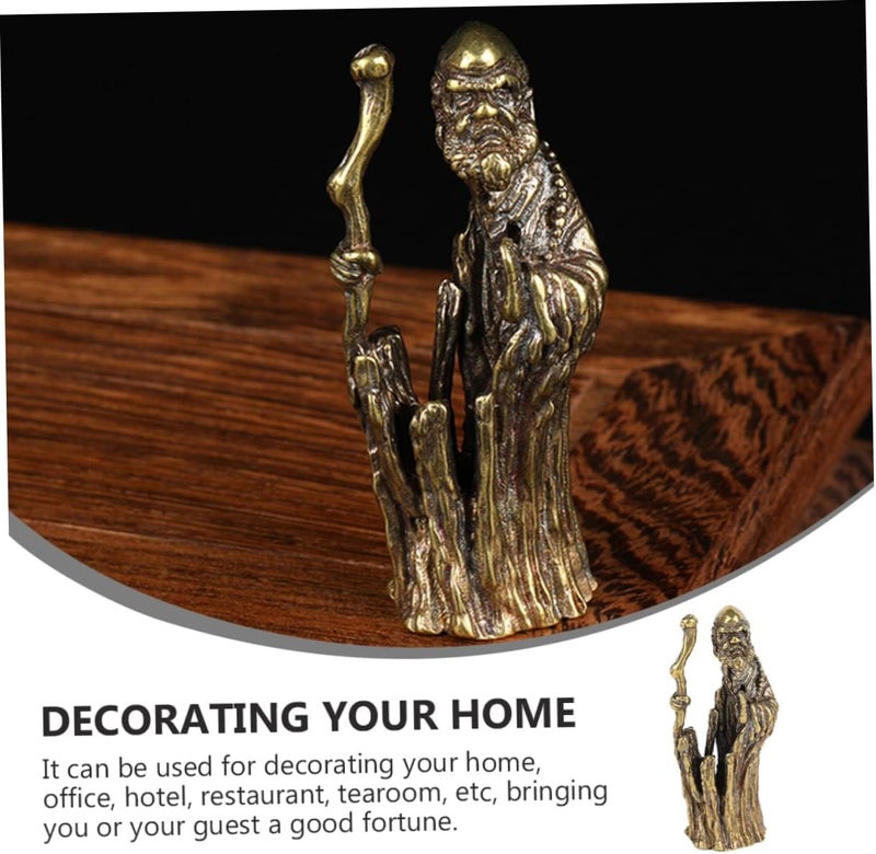 klarako Chinese Figurines Adornment Shou Standing Statue Home Wedding Ornament Decor Shui Vintage Figurine for Longevity Statuette Ornaments Amulet Buddha Copper Office Art Collection - Image 3