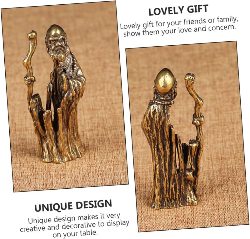 klarako Chinese Figurines Adornment Shou Standing Statue Home Wedding Ornament Decor Shui Vintage Figurine for Longevity Statuette Ornaments Amulet Buddha Copper Office Art Collection - Image 5