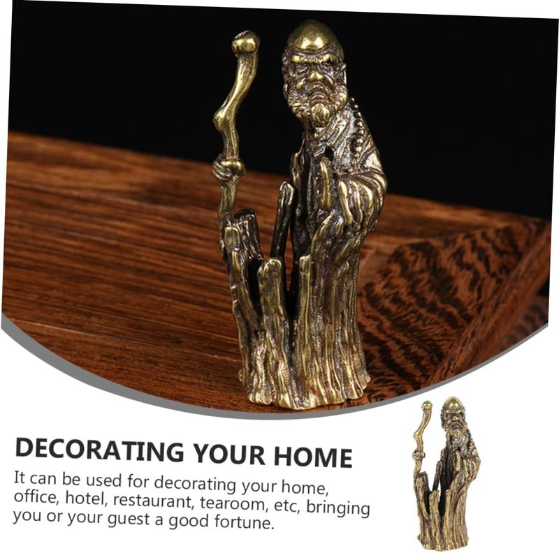 klarako Chinese Figurines Adornment Shou Standing Statue Home Wedding Ornament Decor Shui Vintage Figurine for Longevity Statuette Ornaments Amulet Buddha Copper Office Art Collection - Image 4