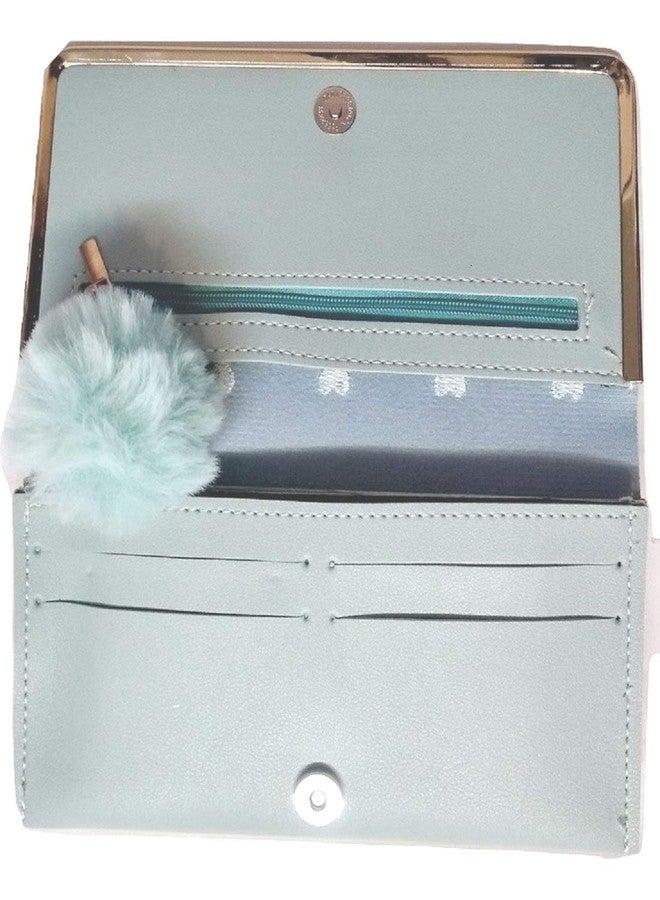 Dreamtrue Pastel Light Blue Color Clutch/Wallet For Womens And Girls/Everyday Essential Wallet - Image 3