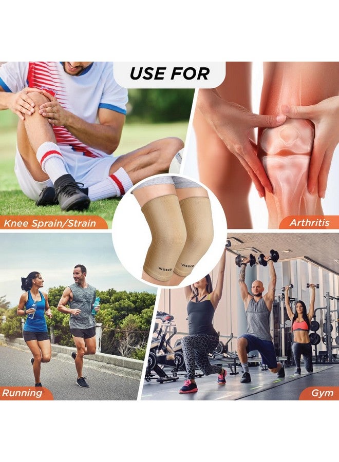 Vissco Tubular Elastic Knee Cap, Knee Support to provide Knee Pain Relief, Knee Cap For Sports, Football, Cricket, Walking And Workout (IN PAIR) - Medium (Beige) - Image 4