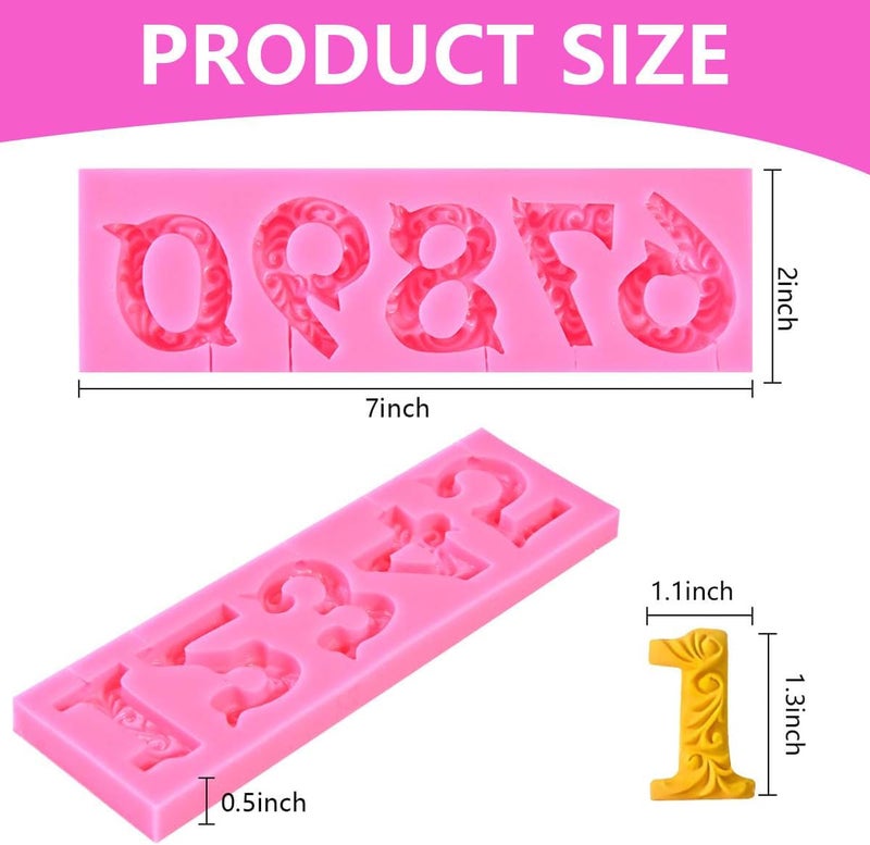 OBTANIM Silicone Number 0-9 3D Embossed Fondant Chocolate Mold with Stick Hole for Birthday Cake Decorating DIY Baking - Image 2